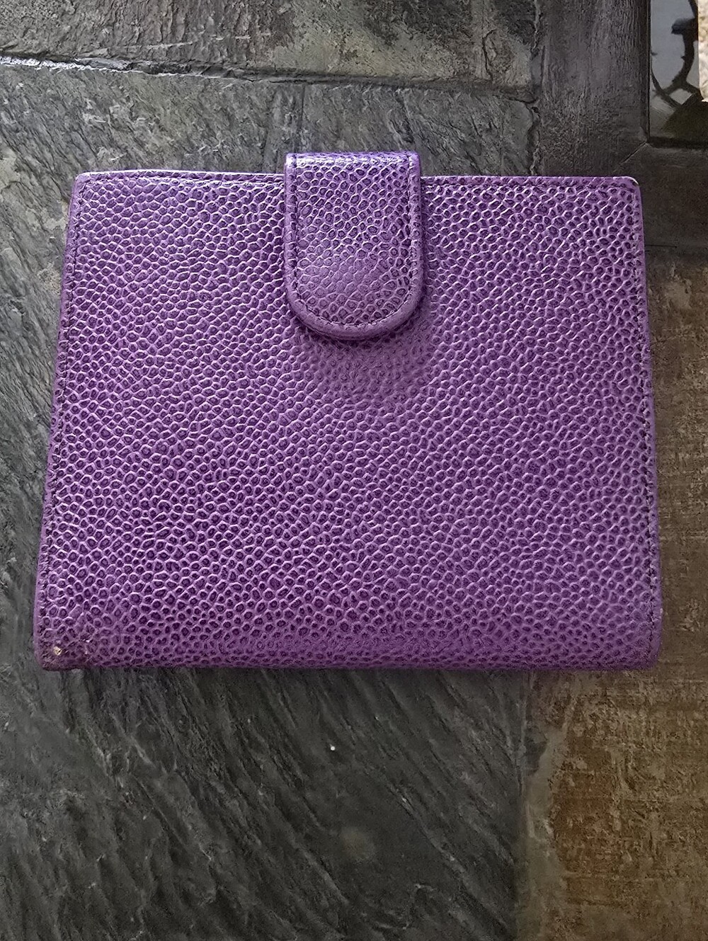 Chanel Purple Textured Leather Wallet - Picture 4 of 16